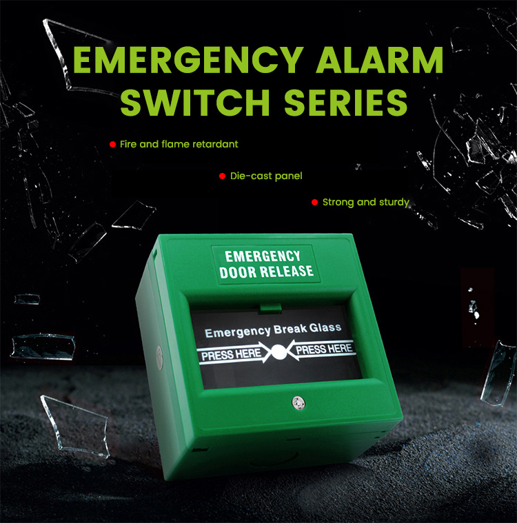 Bouton Alarme Incendie Réinitialisable - Manuel à Bris De Glace - Vert - Pour Portes Coupe-feu, Bâtiments
