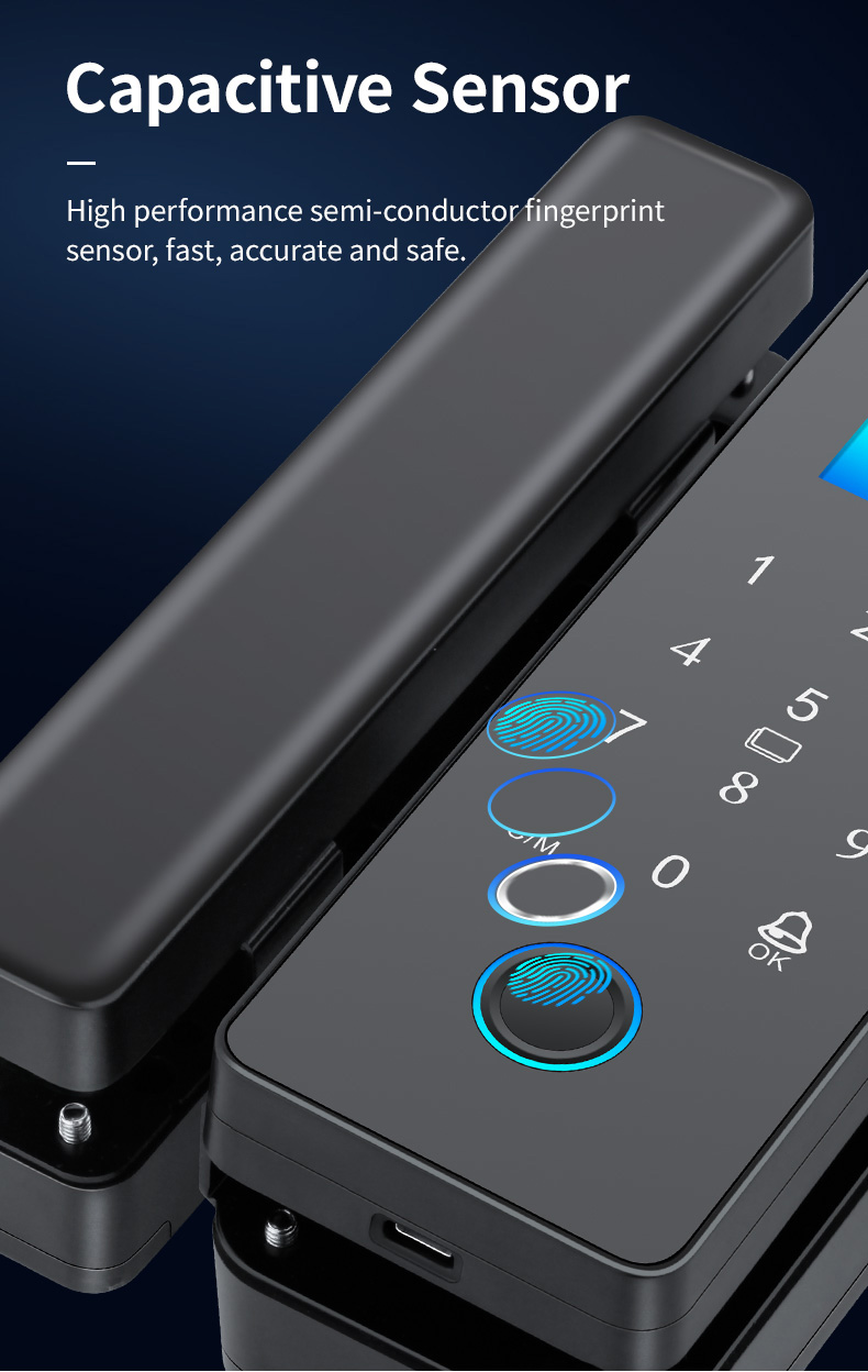 Serrure à empreinte digitale pour porte en verre