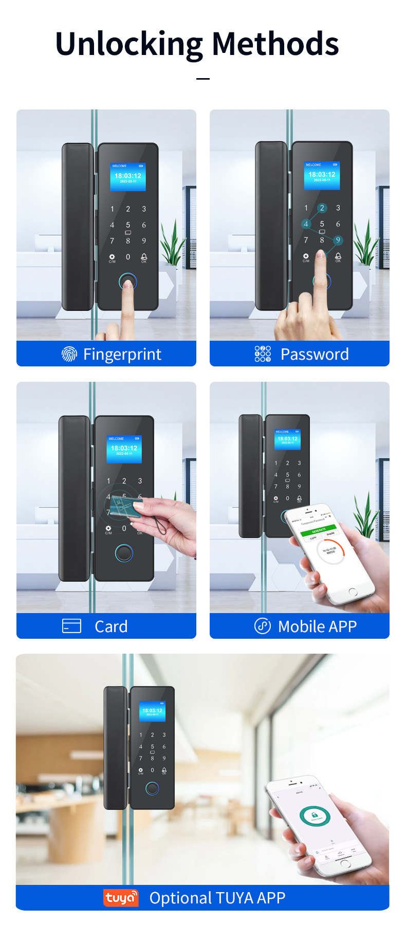 Glass door fingerprint lock