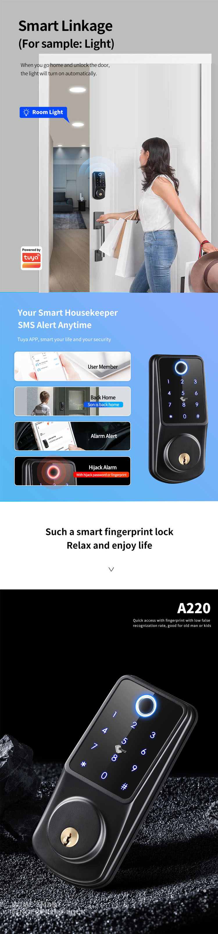 Serrure de porte numérique intelligente avec application TTLock